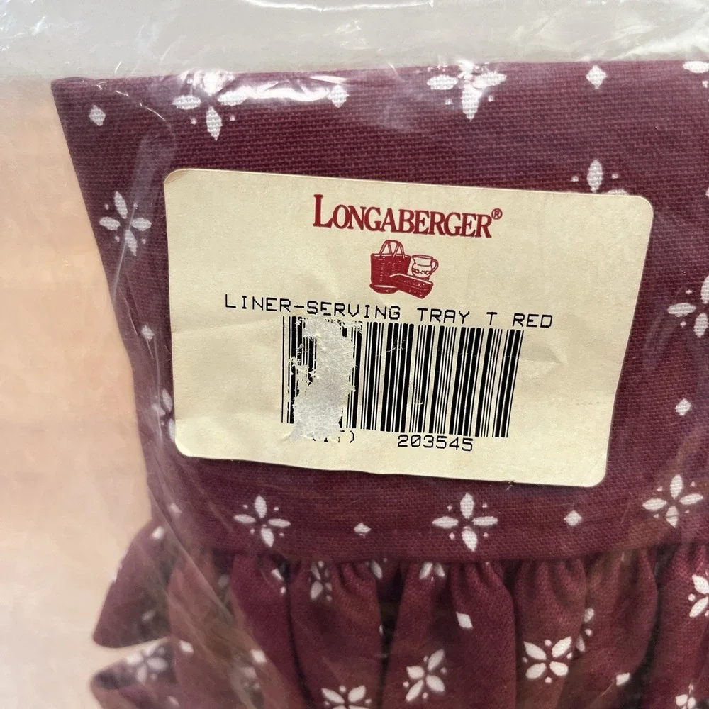 Longaberger Fabric Liner for Serving Tray Basket in Traditional Red 203545‎ NEW